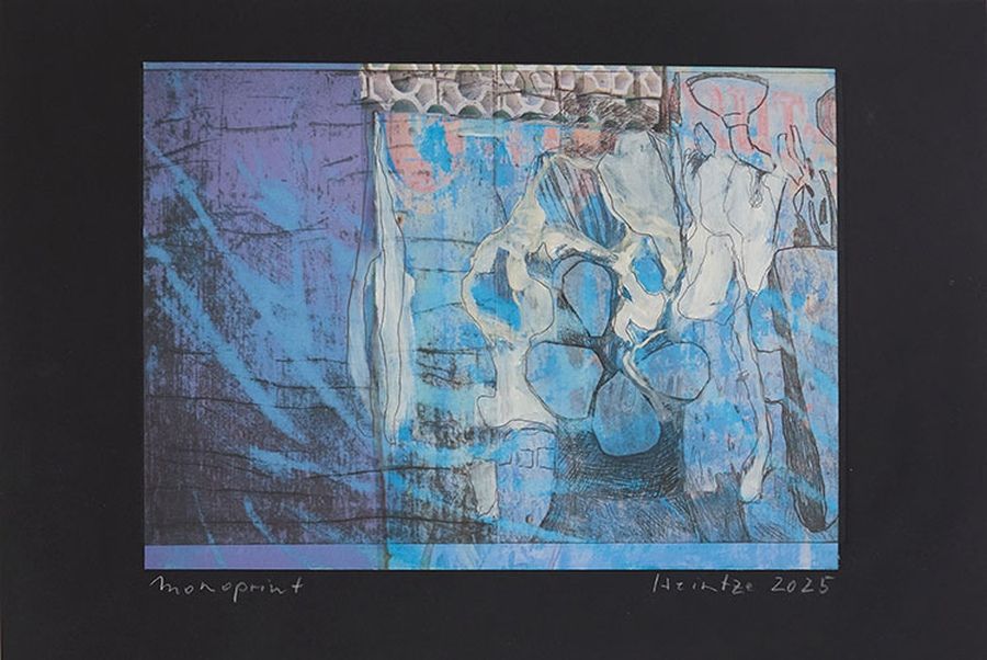 Spuren von Landschaft, Radierung Chine collé ´Zeichnung, 29 x 42 cm, 2025