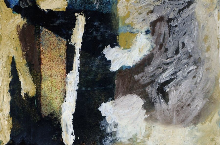 Wasser, Himmel, Wolken, Land 3übermalte Fotosgrafie, 21 x 29 cm, 2020