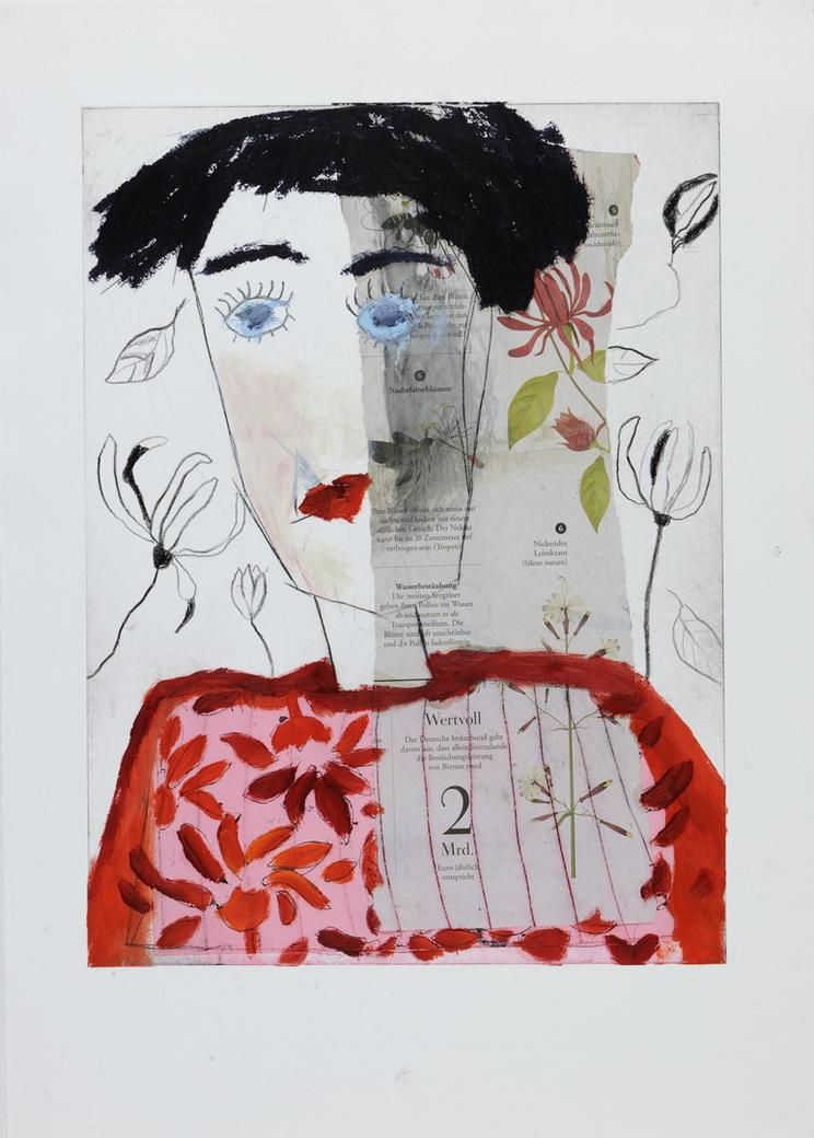  Sieben Frauen - Lola, Überzeichnete Radierung, 40 x 30 cm, 2021