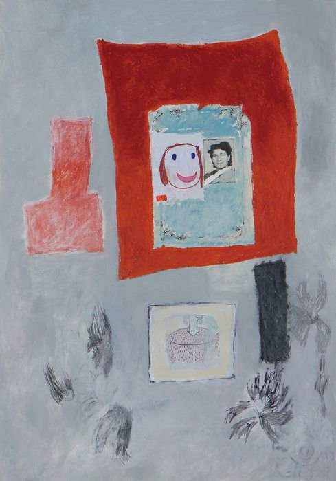 Wege in unbekanntem Gelände, Collage, Oilstick, Acryl auf Papier, 116 x 80 cm, 2016