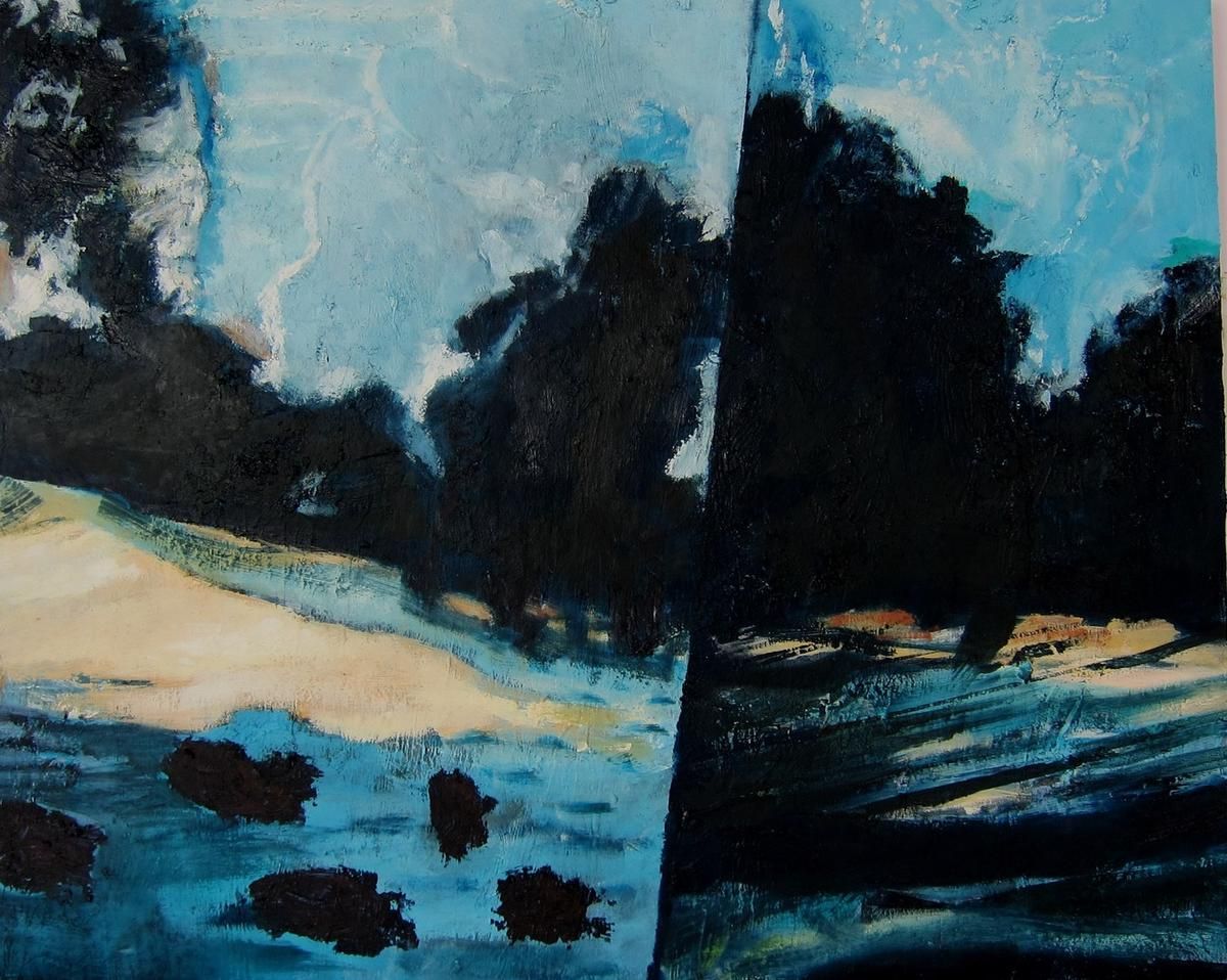  Spaziergang am See, Öl auf kaschiertem Holz, 40 x 50 cm, 2020