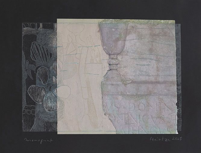 Radierung Chine collé, Überzeichnung, 39 x 42 cm, 2025